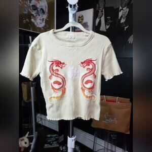 Oriental Dragon Print Shirt Medium